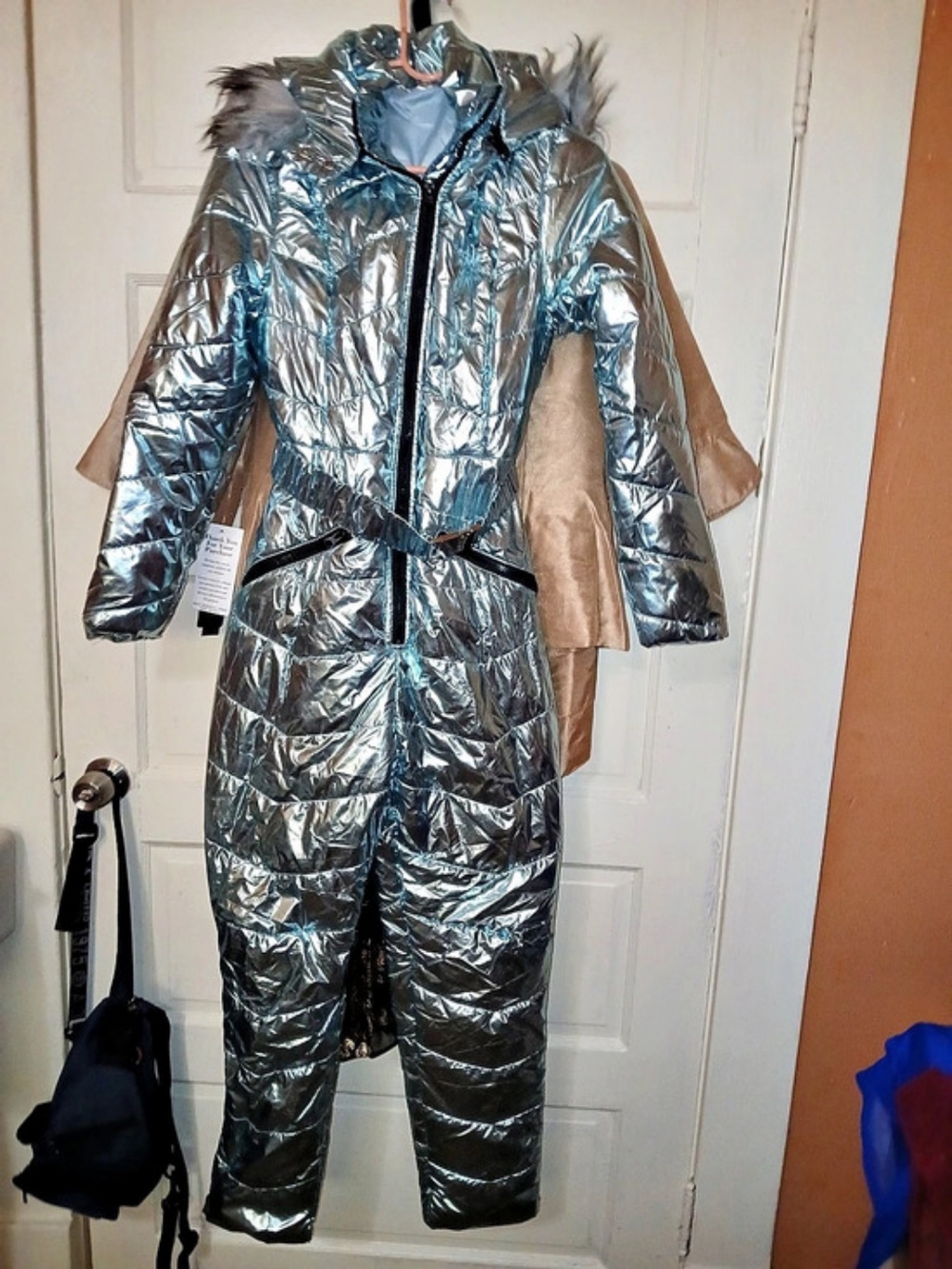 Metallic Blue  Hooded Ski Jumpsuit NWT